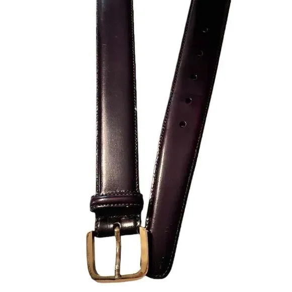 Trafalgar Classic Cordoba Leather Mahogany Dress Belt Solid Brass Buckle Size 36 - Picture 2 of 7